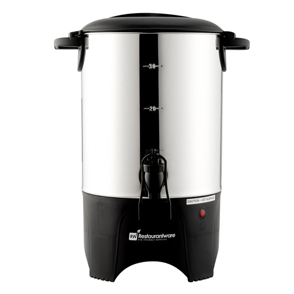 Restaurantware Restpresso 150 Oz Silver 13/0 Stainless Steel Coffee Urn - 1000W 30 Cup - 7 1/2" X 7 1/2" X 13 1/2" - 1 Count Box