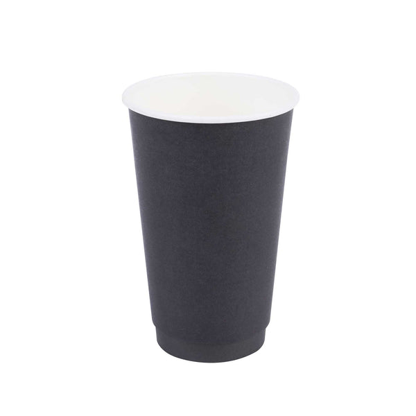 Restaurantware Restpresso 16 Oz Black Paper Coffee Cup - Double Wall - 3 1/2" X 3 1/2" X 5 1/2" - 500 Count Box