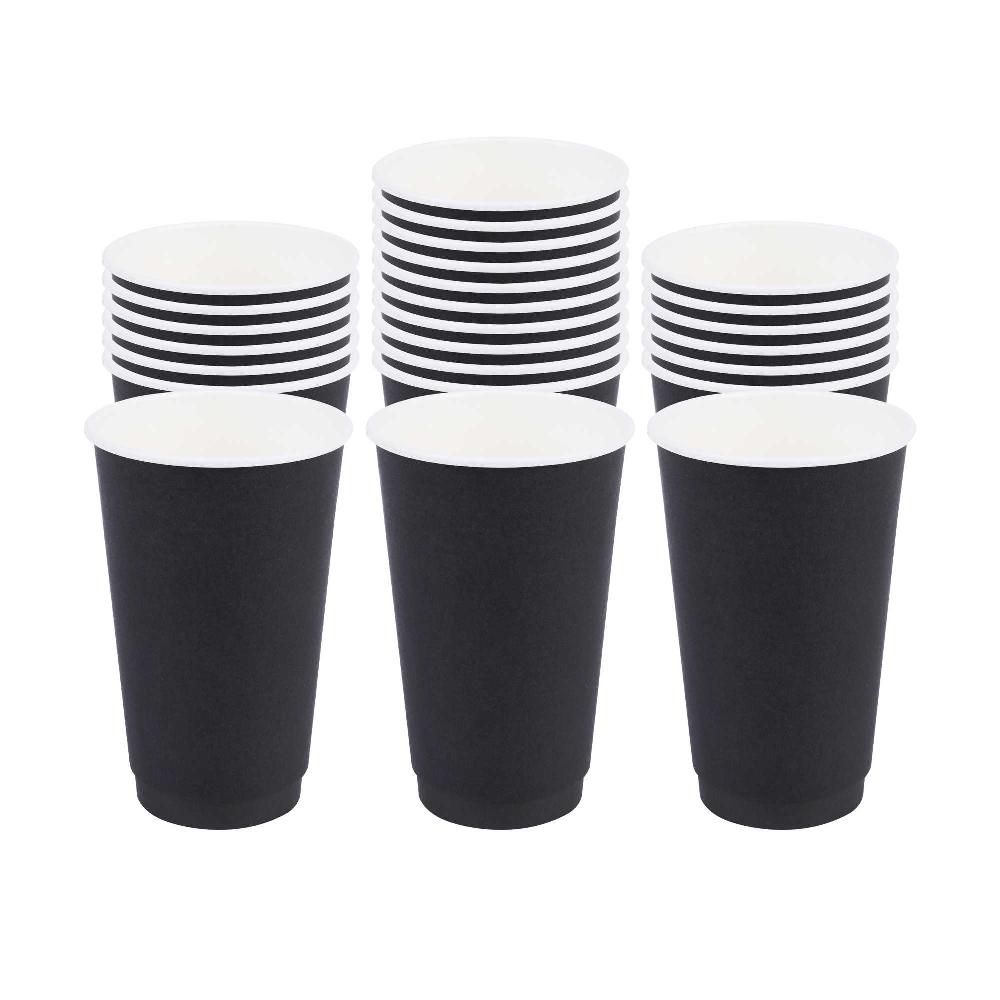 restaurantware Restpresso 16 oz Black Paper Coffee Cup - Double Wall - 3 1/2" x 3 1/2" x 5 1/2" - 500 count box