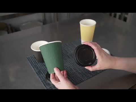 Restaurantware Restpresso 16 Oz Black Paper Ripple Wall Coffee Cup - With Black Lid - 3 1/2" X 3 1/2" X 6 1/4" - 200 Count Box