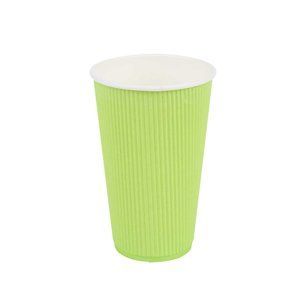 Restaurantware Restpresso 16 Oz Eco Green Paper Coffee Cup - Ripple Wall - 3 1/2" X 3 1/2" X 5 1/2" - 500 Count Box