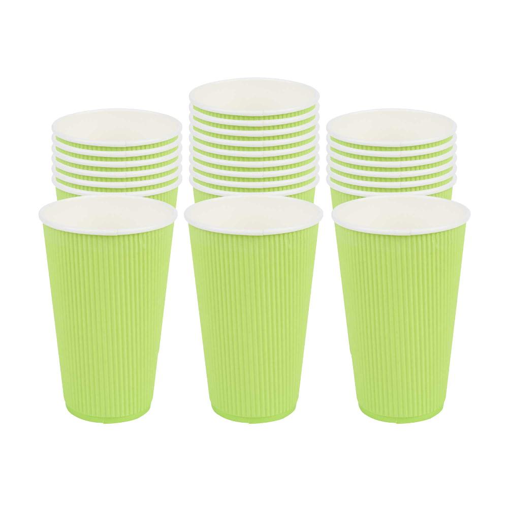 restaurantware Restpresso 16 oz Eco Green Paper Coffee Cup - Ripple Wall - 3 1/2" x 3 1/2" x 5 1/2" - 500 count box