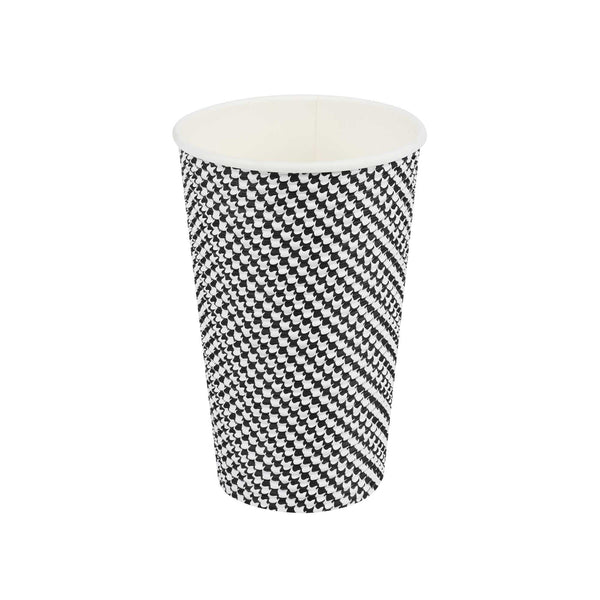 Restaurantware Restpresso 16 Oz Houndstooth Paper Coffee Cup - Spiral Wall - 3 1/2" X 3 1/2" X 5 1/2" - 500 Count Box