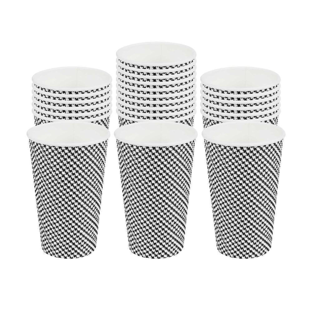 restaurantware Restpresso 16 oz Houndstooth Paper Coffee Cup - Spiral Wall - 3 1/2" x 3 1/2" x 5 1/2" - 500 count box