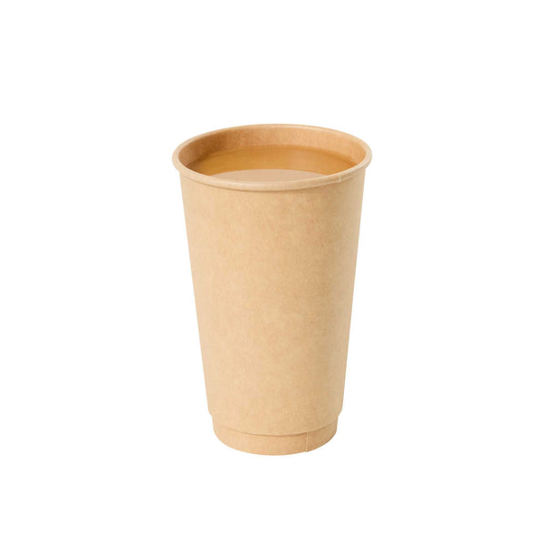 Restaurantware Restpresso 16 Oz Kraft Paper Coffee Cup - Double Wall - 3 1/2" X 3 1/2" X 5 1/2" - 500 Count Box