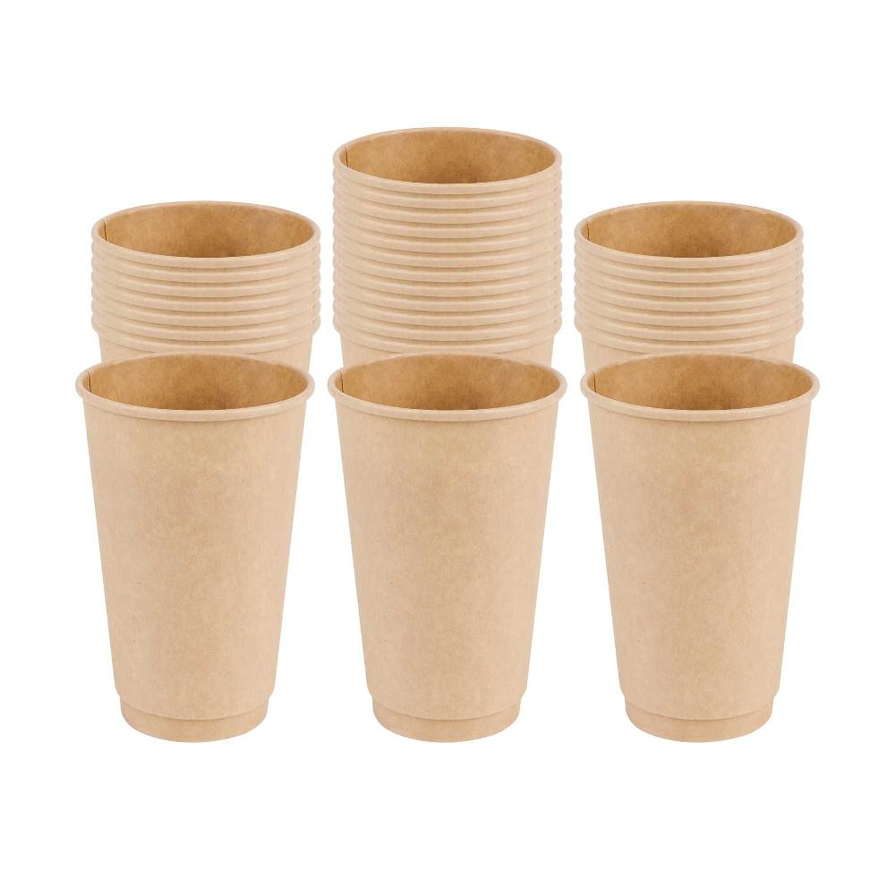 restaurantware Restpresso 16 oz Kraft Paper Coffee Cup - Double Wall - 3 1/2" x 3 1/2" x 5 1/2" - 500 count box