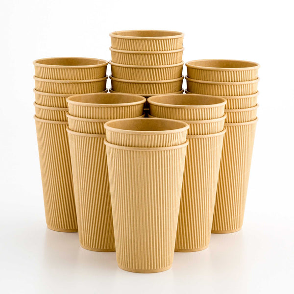 Restaurantware Restpresso 16 Oz Kraft Paper Coffee Cup - Ripple Wall - 3 1/2" X 3 1/2" X 5 1/2" - 500 Count Box