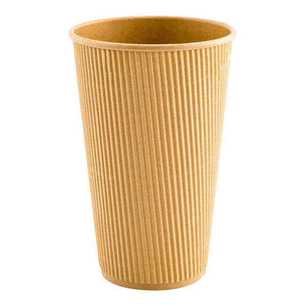 Restaurantware Restpresso 16 Oz Kraft Paper Coffee Cup - Ripple Wall - 3 1/2" X 3 1/2" X 5 1/2" - 500 Count Box