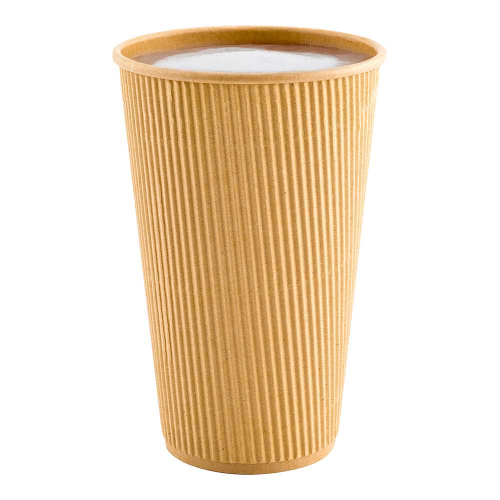 restaurantware Restpresso 16 oz Kraft Paper Coffee Cup - Ripple Wall - 3 1/2" x 3 1/2" x 5 1/2" - 500 count box