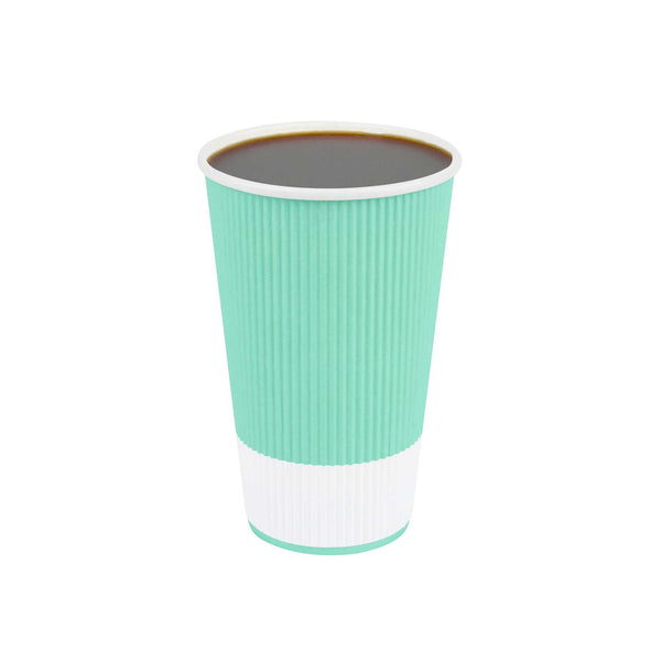 Restaurantware Restpresso 16 Oz Light Green Paper Coffee Cup - Ripple Wall - 3 1/2" X 3 1/2" X 5 1/2" - 500 Count Box