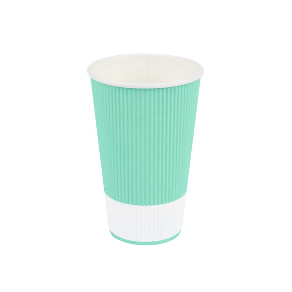 Restaurantware Restpresso 16 Oz Light Green Paper Coffee Cup - Ripple Wall - 3 1/2" X 3 1/2" X 5 1/2" - 500 Count Box