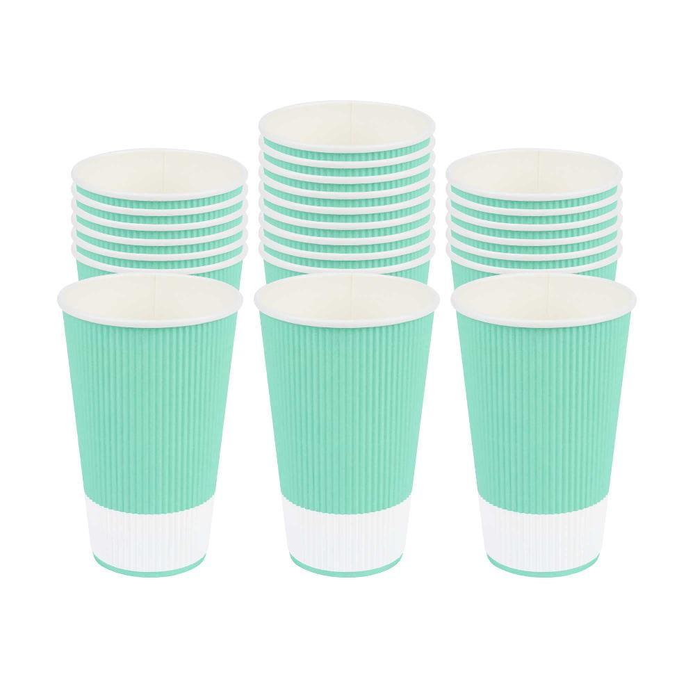restaurantware Restpresso 16 oz Light Green Paper Coffee Cup - Ripple Wall - 3 1/2" x 3 1/2" x 5 1/2" - 500 count box