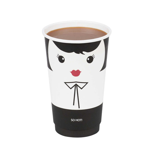 Restaurantware Restpresso 16 Oz Madame Paper Coffee Cup - Double Wall - 3 1/2" X 3 1/2" X 5 1/2" - 500 Count Box