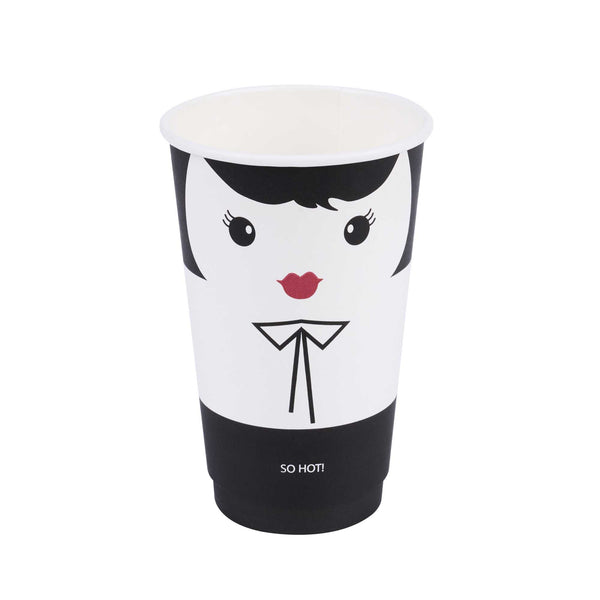 Restaurantware Restpresso 16 Oz Madame Paper Coffee Cup - Double Wall - 3 1/2" X 3 1/2" X 5 1/2" - 500 Count Box