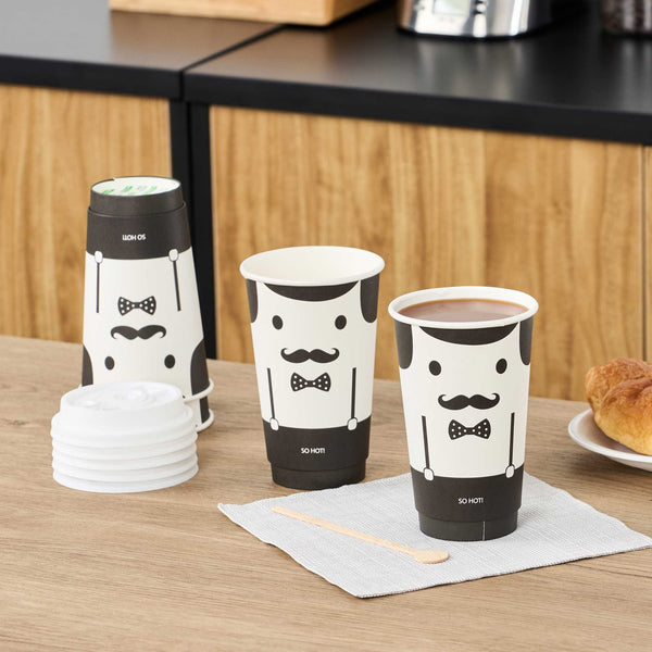 Restaurantware Restpresso 16 Oz Monsieur Paper Coffee Cup - Double Wall - 3 1/2" X 3 1/2" X 5 1/2" - 500 Count Box