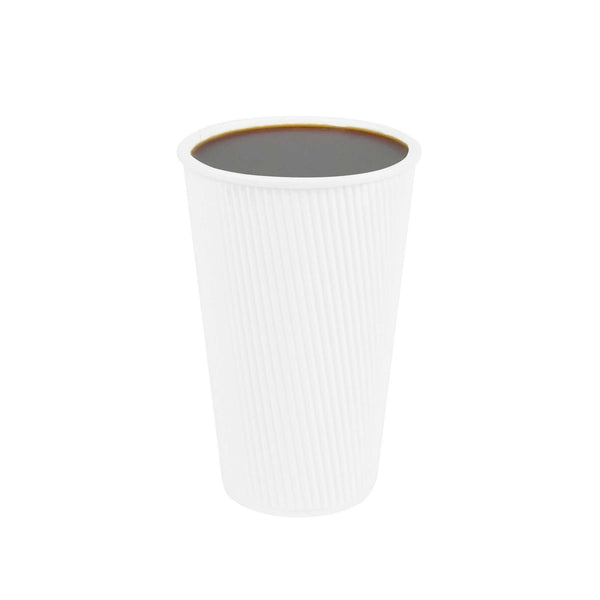 Restaurantware Restpresso 16 Oz White Paper Coffee Cup - Ripple Wall - 3 1/2" X 3 1/2" X 5 1/2" - 500 Count Box