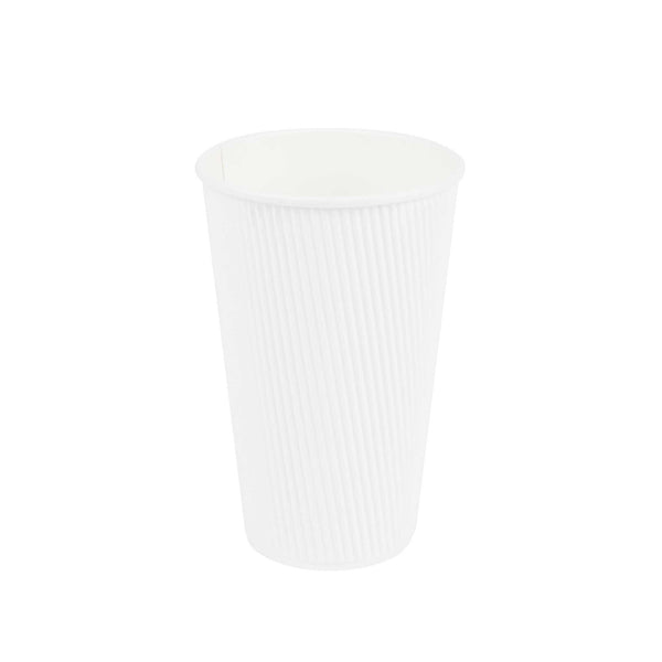 Restaurantware Restpresso 16 Oz White Paper Coffee Cup - Ripple Wall - 3 1/2" X 3 1/2" X 5 1/2" - 500 Count Box