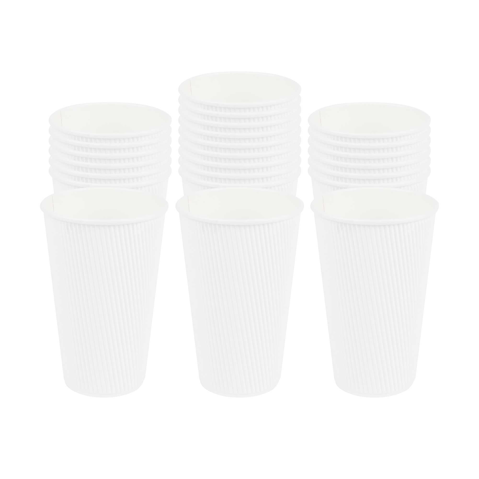 restaurantware Restpresso 16 oz White Paper Coffee Cup - Ripple Wall - 3 1/2" x 3 1/2" x 5 1/2" - 500 count box