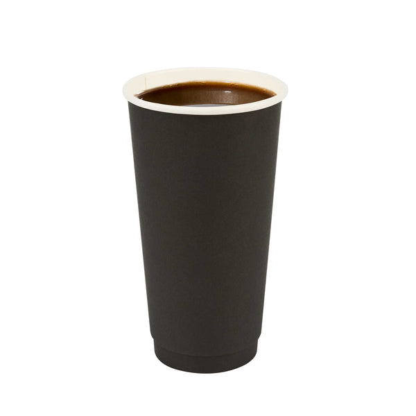 Restaurantware Restpresso 20 Oz Black Paper Coffee Cup - Double Wall - 3 1/2" X 3 1/2" X 6 1/4" - 250 Count Box