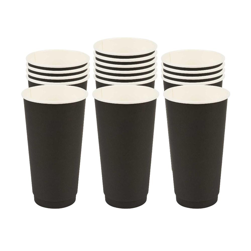 restaurantware Restpresso 20 oz Black Paper Coffee Cup - Double Wall - 3 1/2" x 3 1/2" x 6 1/4" - 250 count box