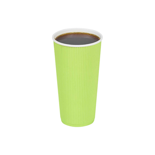 Restaurantware Restpresso 20 Oz Eco Green Paper Coffee Cup - Ripple Wall - 3 1/2" X 3 1/2" X 6 1/4" - 250 Count Box