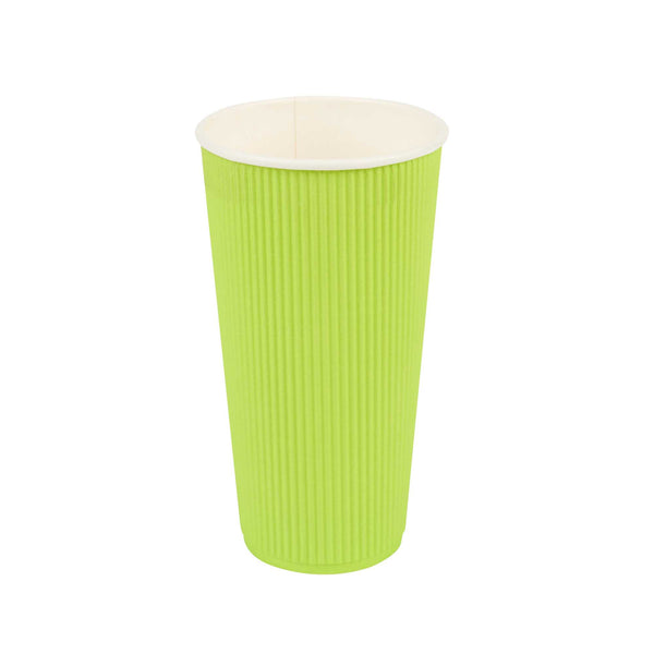 Restaurantware Restpresso 20 Oz Eco Green Paper Coffee Cup - Ripple Wall - 3 1/2" X 3 1/2" X 6 1/4" - 250 Count Box