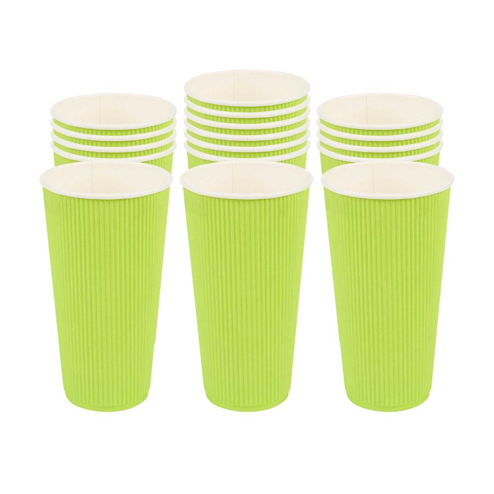 restaurantware Restpresso 20 oz Eco Green Paper Coffee Cup - Ripple Wall - 3 1/2" x 3 1/2" x 6 1/4" - 250 count box
