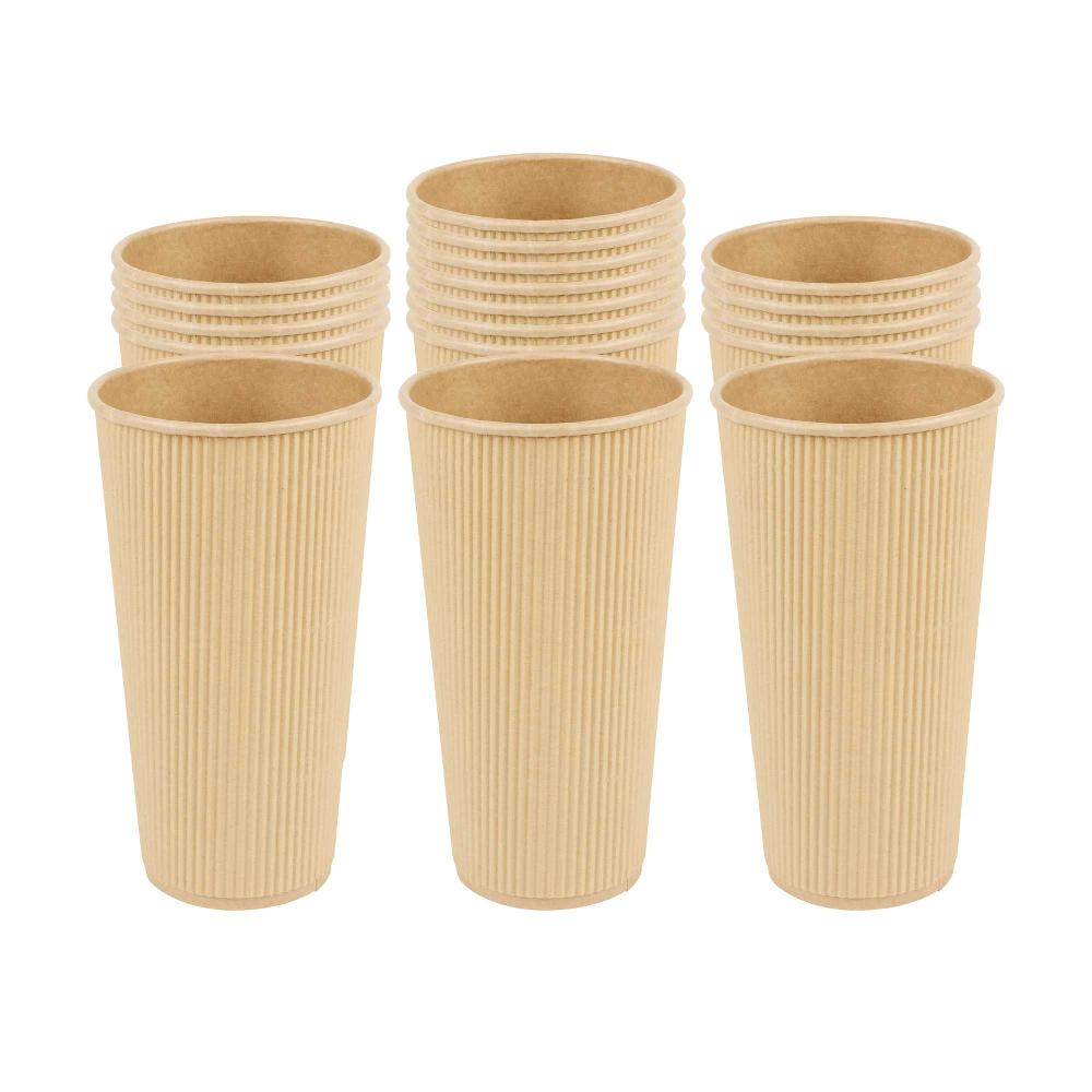 restaurantware Restpresso 20 oz Kraft Paper Coffee Cup - Ripple Wall - 3 1/2" x 3 1/2" x 6 1/4" - 250 count box