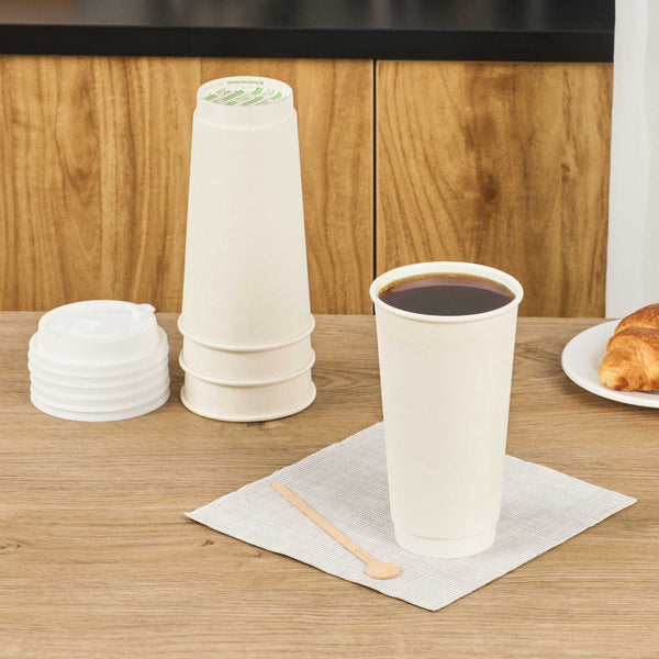 Restaurantware Restpresso 20 Oz White Paper Coffee Cup - Double Wall - 3 1/2" X 3 1/2" X 6 1/4" - 250 Count Box