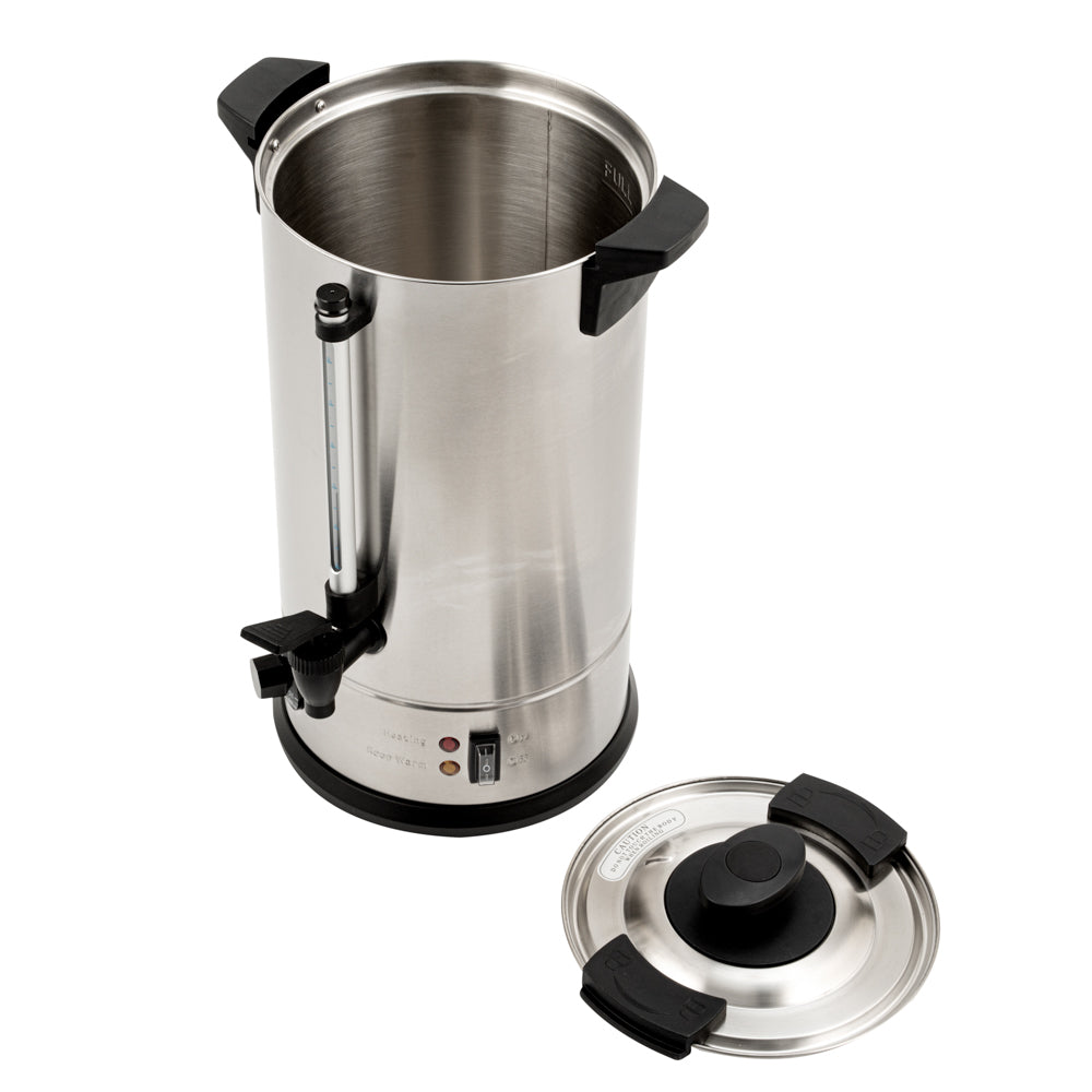 restaurantware Restpresso 3 gal Silver 13/0 Stainless Steel Coffee Urn - 67 Cup - 8 3/4" x 8 3/4" x 18 3/4" - 1 count box