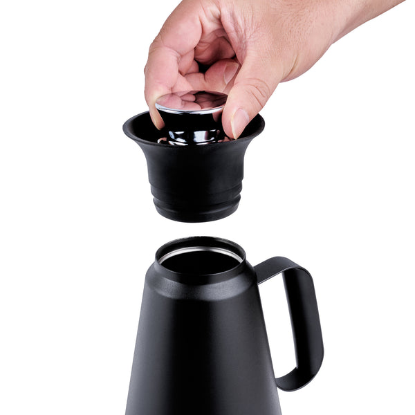 Restaurantware Restpresso 34 Oz Black Vacuum Insulated Coffee / Tea Server - 360 Degree Pour - 1 Count Box