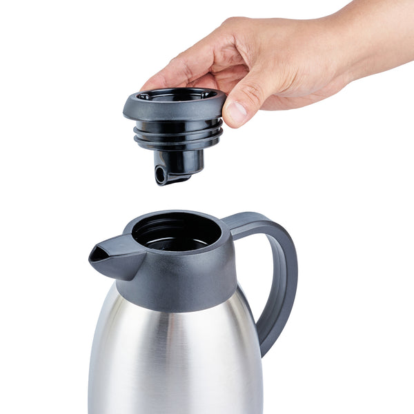 Restaurantware Restpresso 34 Oz Insulated Coffee Carafe / Server - With Regular And Decaf Brew Thru Lids - 7 3/4" X 5 1/2" X 7" - 1 Count Box