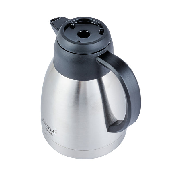 Restaurantware Restpresso 34 Oz Insulated Coffee Carafe / Server - With Regular And Decaf Brew Thru Lids - 7 3/4" X 5 1/2" X 7" - 1 Count Box