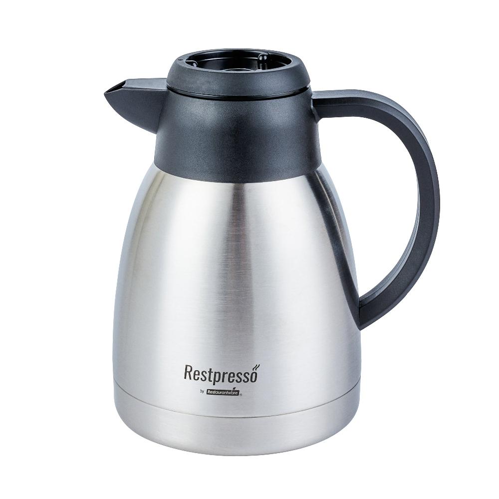 restaurantware Restpresso 34 oz Insulated Coffee Carafe / Server - with Regular and Decaf Brew Thru Lids - 7 3/4" x 5 1/2" x 7" - 1 count box