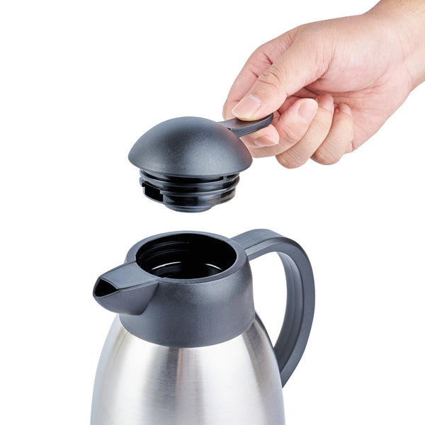 Restaurantware Restpresso 34 Oz Vacuum Insulated Coffee Carafe / Server - With Label Tags - 7 3/4" X 5 1/2" X 7" - 1 Count Box
