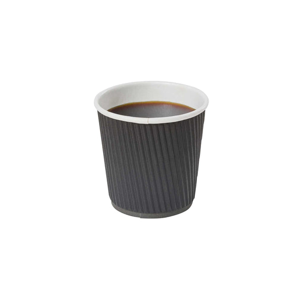 Restaurantware Restpresso 4 Oz Black Paper Coffee Cup - Ripple Wall - 2 1/2" X 2 1/2" X 2 1/4" - 500 Count Box