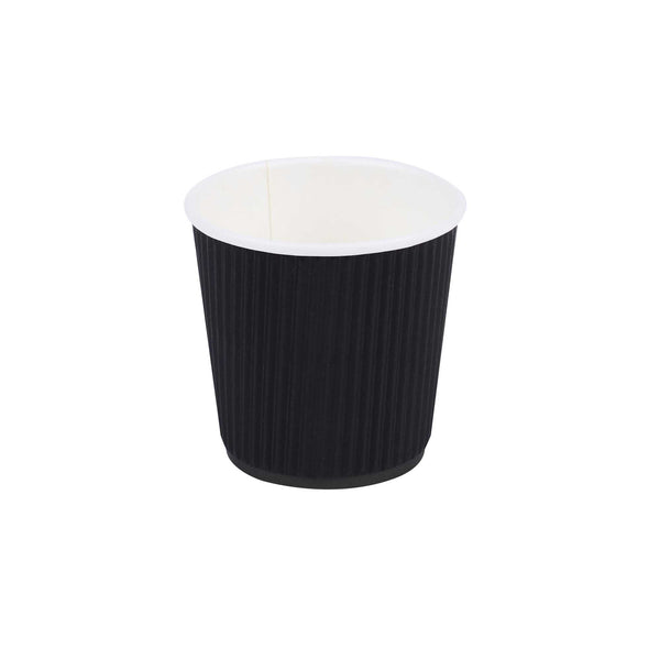 Restaurantware Restpresso 4 Oz Black Paper Coffee Cup - Ripple Wall - 2 1/2" X 2 1/2" X 2 1/4" - 500 Count Box