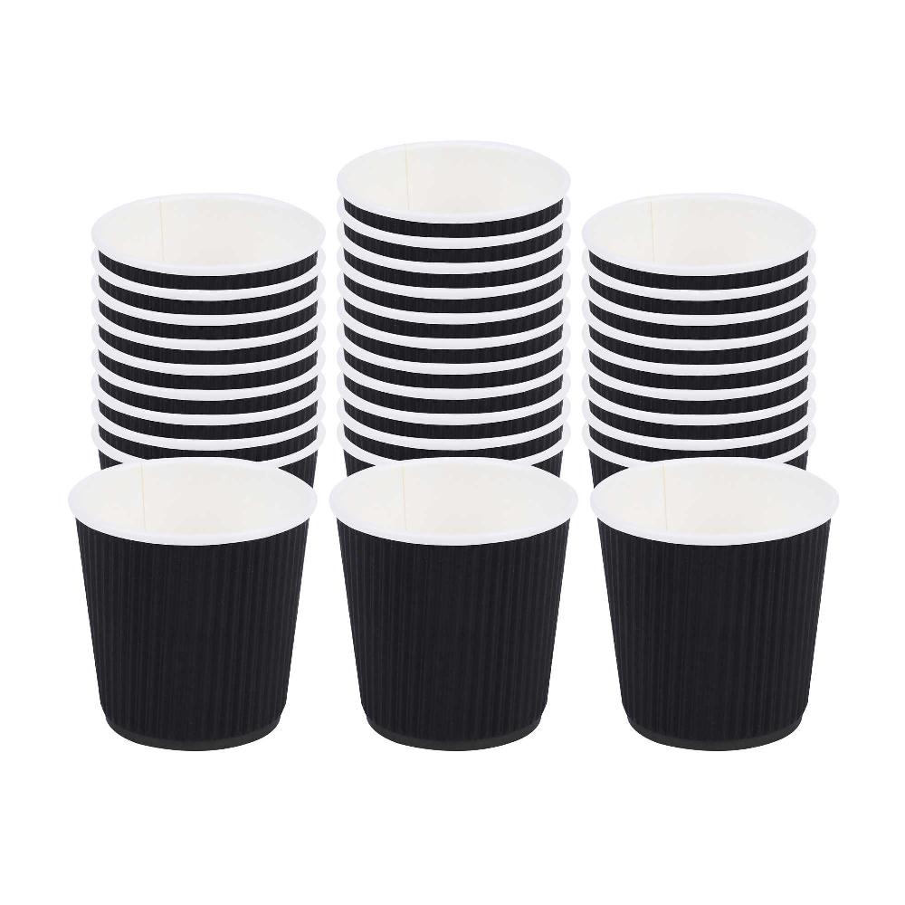restaurantware Restpresso 4 oz Black Paper Coffee Cup - Ripple Wall - 2 1/2" x 2 1/2" x 2 1/4" - 500 count box