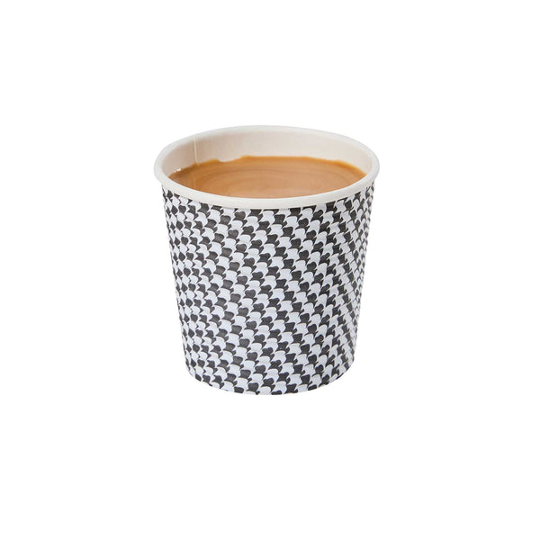 Restaurantware Restpresso 4 Oz Houndstooth Paper Coffee Cup - Spiral Wall - 2 1/2" X 2 1/2" X 2 1/4" - 500 Count Box