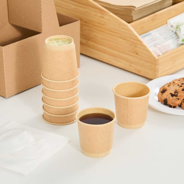 Restaurantware Restpresso 4 Oz Kraft Paper Coffee Cup - Double Wall - 2 1/2" X 2 1/2" X 2 1/4" - 500 Count Box