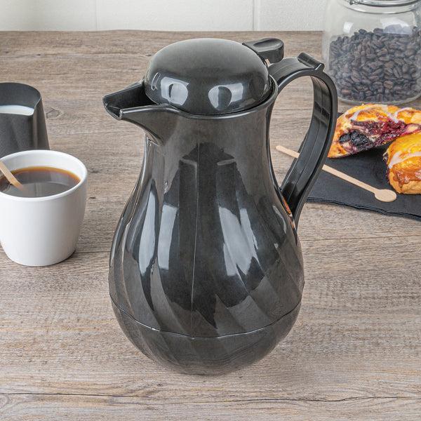 Restaurantware Restpresso 42 Oz Black Thermal Coffee Carafe / Server - 8" X 6" X 10" - 10 Count Box