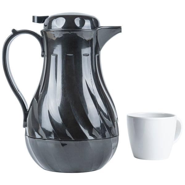 Restaurantware Restpresso 42 Oz Black Thermal Coffee Carafe / Server - 8" X 6" X 10" - 10 Count Box
