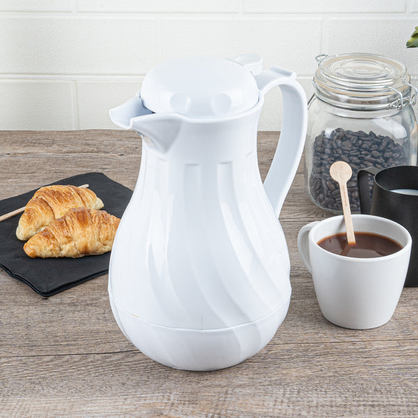 Restaurantware Restpresso 42 Oz White Thermal Coffee Carafe / Server - 8" X 6" X 10" - 10 Count Box
