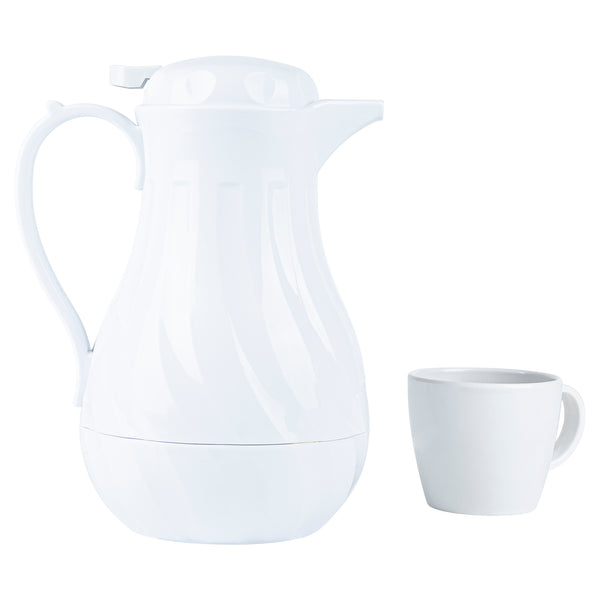 Restaurantware Restpresso 42 Oz White Thermal Coffee Carafe / Server - 8" X 6" X 10" - 10 Count Box