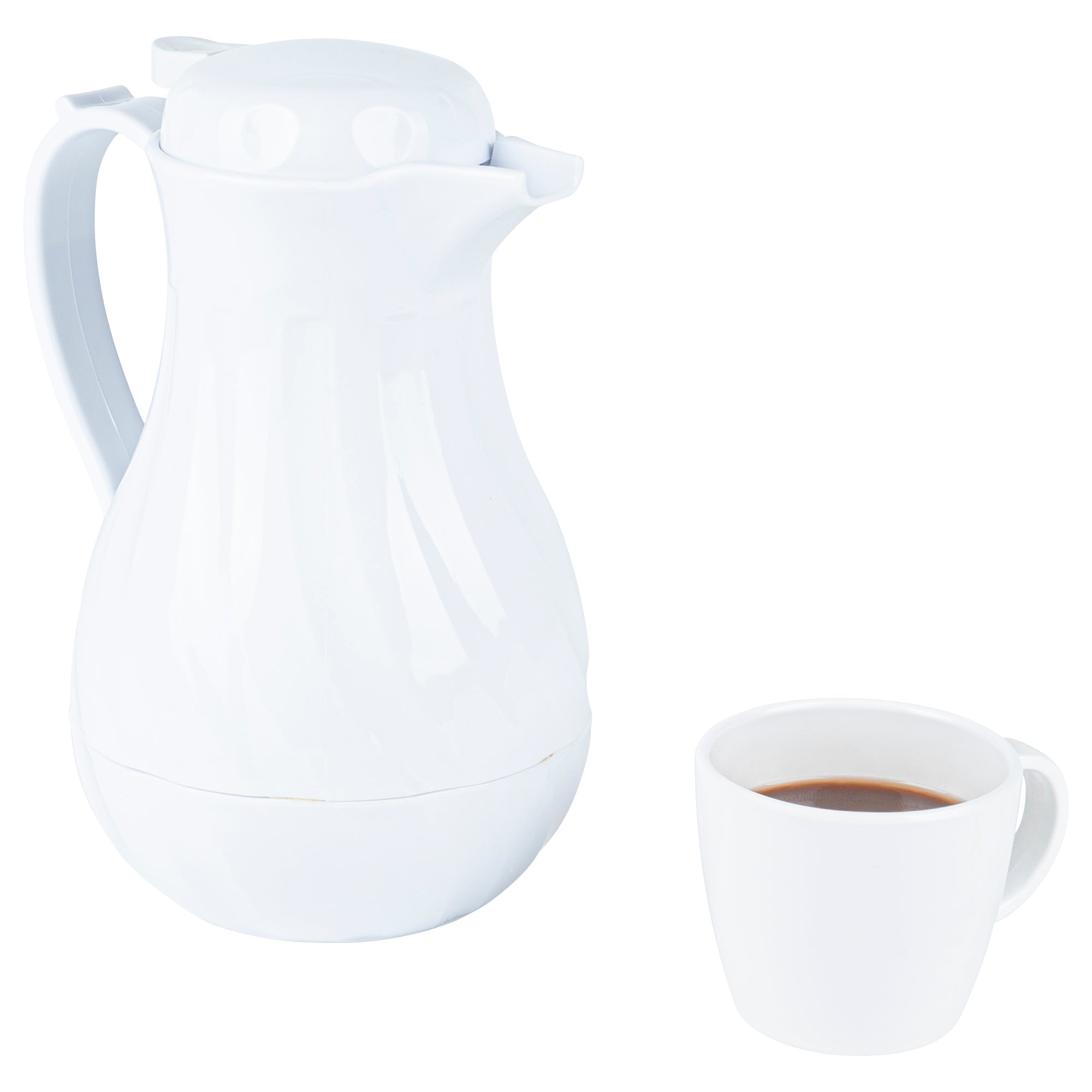 restaurantware Restpresso 42 oz White Thermal Coffee Carafe / Server - 8" x 6" x 10" - 10 count box