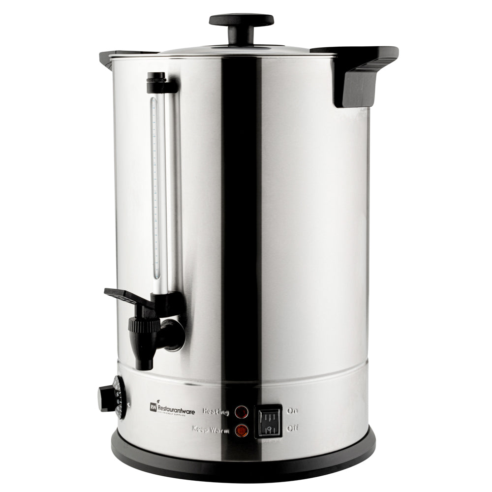 restaurantware Restpresso 5 gal Silver 13/0 Stainless Steel Coffee Urn - 128 Cup - 11 1/2" x 11 1/2" x 19 1/2" - 1 count box