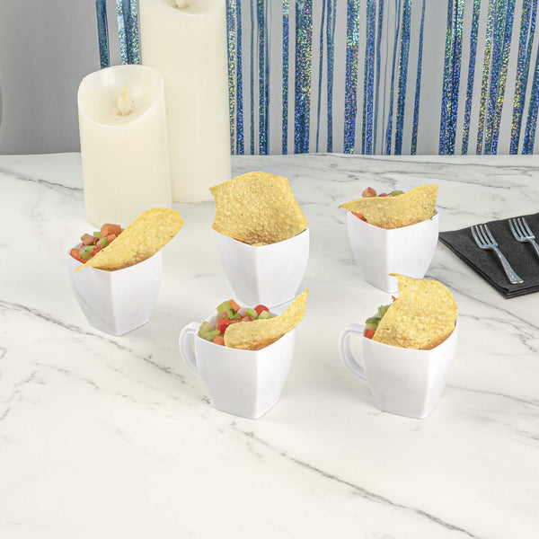 Restaurantware Restpresso 5 Oz Square White Plastic Cafe Cup - 2 1/2" X 2 1/2" X 2 1/2" - 100 Count Box