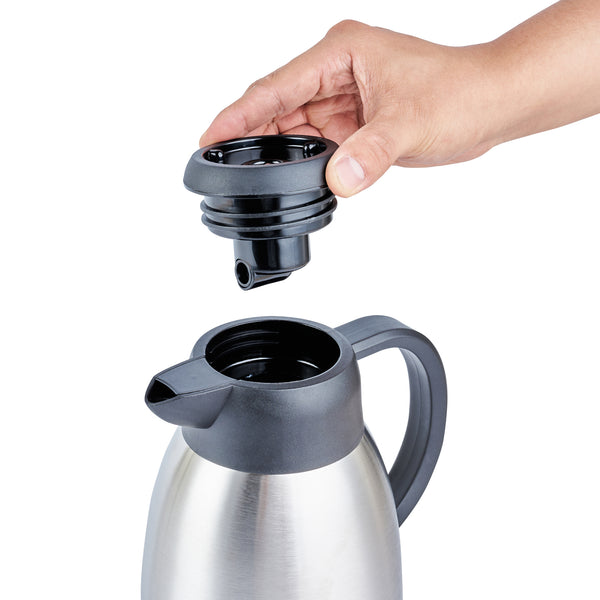 Restaurantware Restpresso 51 Oz Insulated Coffee Carafe / Server - With Regular And Decaf Brew Thru Lids - 7 3/4" X 5 1/2" X 8 1/4" - 1 Count Box