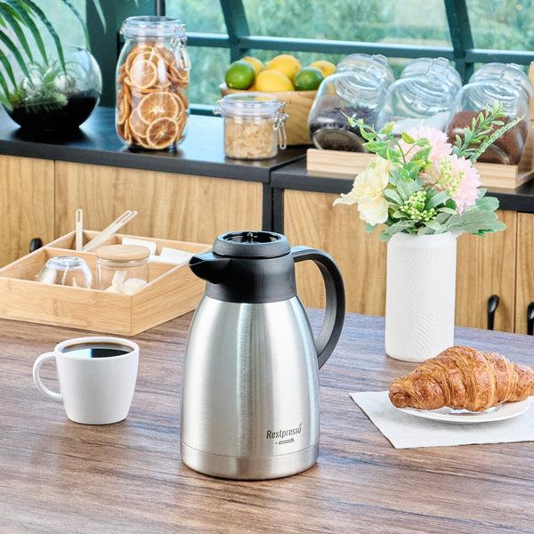 Restaurantware Restpresso 51 Oz Insulated Coffee Carafe / Server - With Regular And Decaf Brew Thru Lids - 7 3/4" X 5 1/2" X 8 1/4" - 1 Count Box