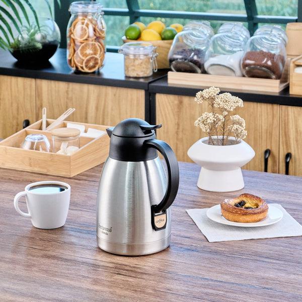 Restaurantware Restpresso 51 Oz Vacuum Insulated Coffee Carafe / Server - With Label Tags - 7 3/4" X 5 1/2" X 8 1/4" - 1 Count Box
